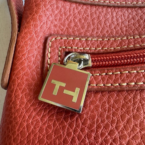 Tommy Hilfiger Leather Orange Shoulder Bag 12”x6” - Picture 4 of 13